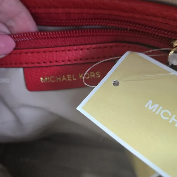 Michael Kors Rhea Studded Backpack In Pebbled Red Leather. - Picture 4 of 7